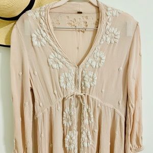 Free People Embroidered V-Neck Maxi Dress